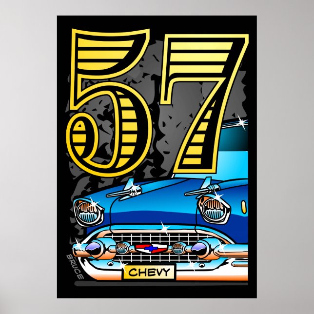 Stora 57-Poster för Chevy Car-Tecknad  Poster (Framsidan)
