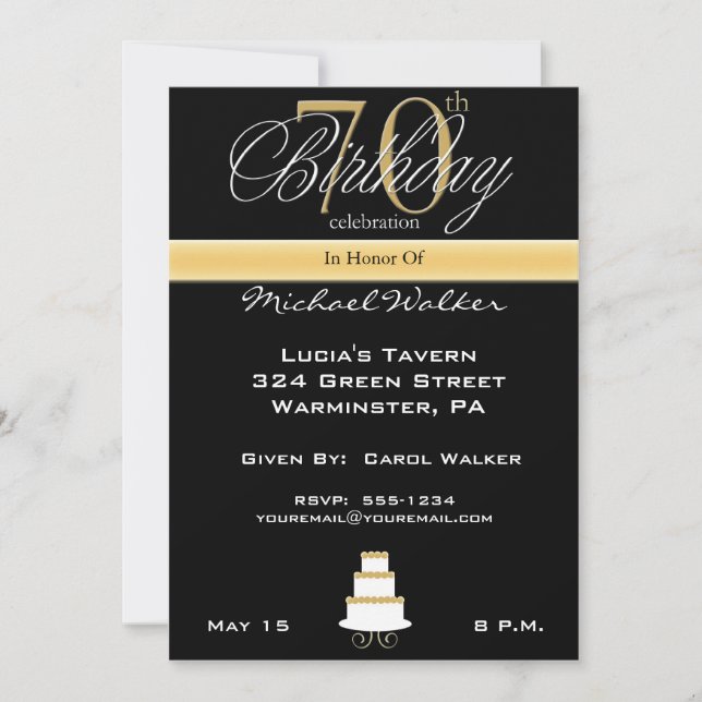 Stora 70:e Födelsedagsfest inbjudan (Framsida)