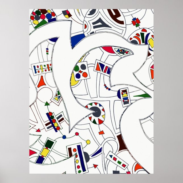 Stora Abstrakten Bläck Teckning Poster (Framsidan)