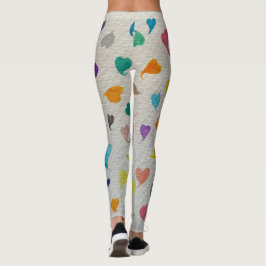 Stora akvarellhjärtans Leggings