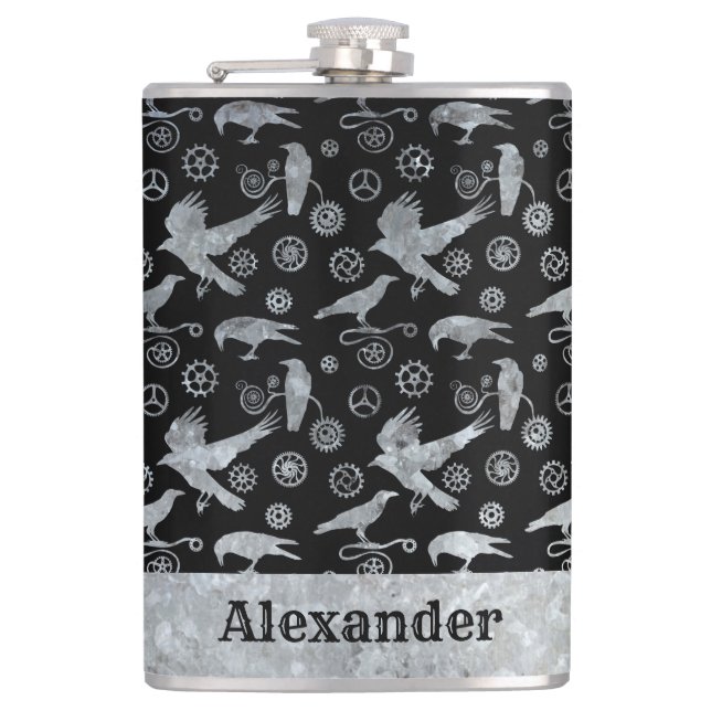 Stora Anpassningsbarna Stampunk Silver Zinc-redska Fickplunta (Framsidan)