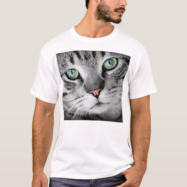 Stora ansiktetabby kattt-skjortor t shirt (Framsida)
