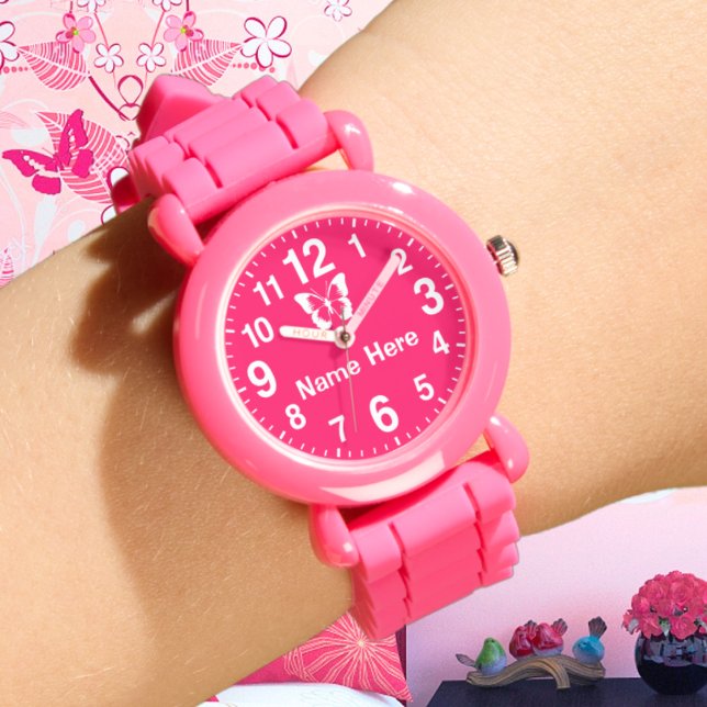 Stora antal Personlig Girls Watches med NAMN Armbandsur (Big Number Watch for Girls. Girls Watch with Name. Personalized Watches for Girls. Pink Wrist Watch.)