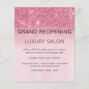 Stora återöppningen Blush Rosa Glitter Salon Flygblad