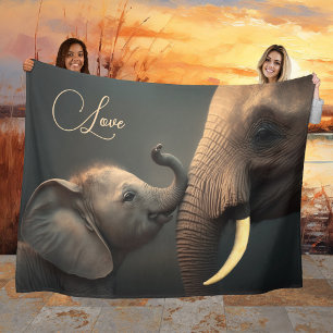 Stora Baby Elephant Cute Kärlek Fleecefilt
