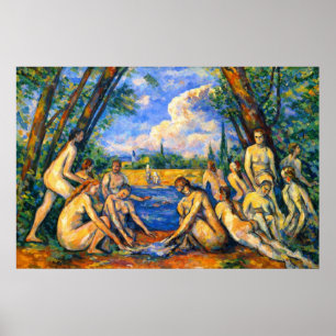 Stora badande av Paul Cezanne Poster