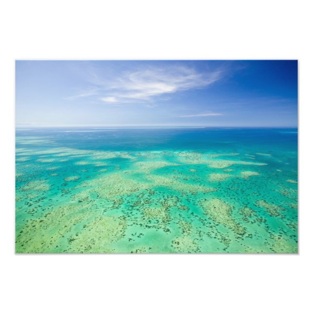 Stora barriärrevet, flygbild över Green Island Fototryck (Framsidan)