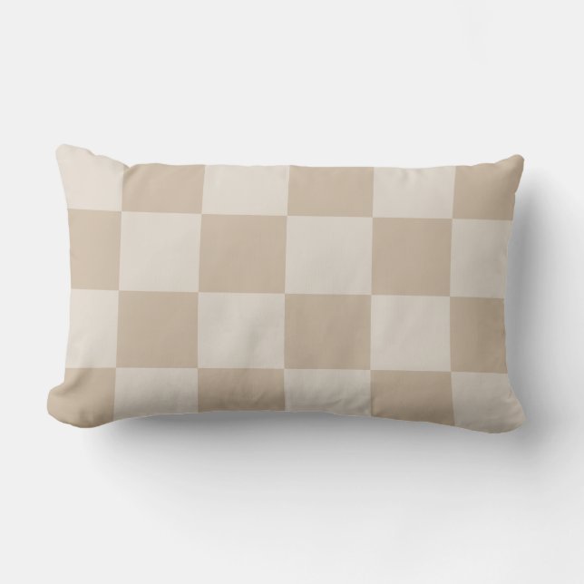 Stora Beige-Checkers Lumbarkudde (Framsida)