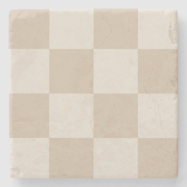 Stora Beige-Checkers Stenunderlägg (Framsidan)