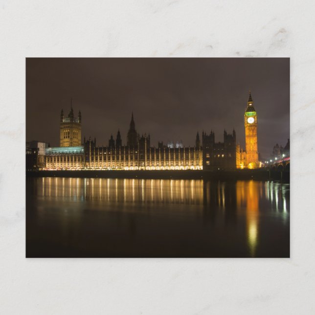 Stora Ben och parlamentet på natten Vykort (Framsida)