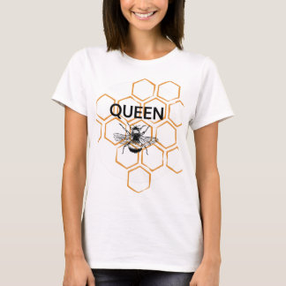 Stora bin och Honeycomb med ord ’Queen Bee’ T Shirt