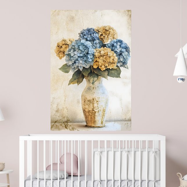 Stora Blå Hortensia Blommor Poster (Barnkammare 2)