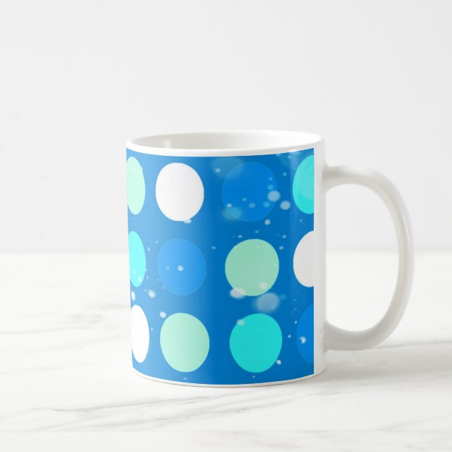Stora blåa, vita, ljusblåa prickar kaffemugg (Höger)