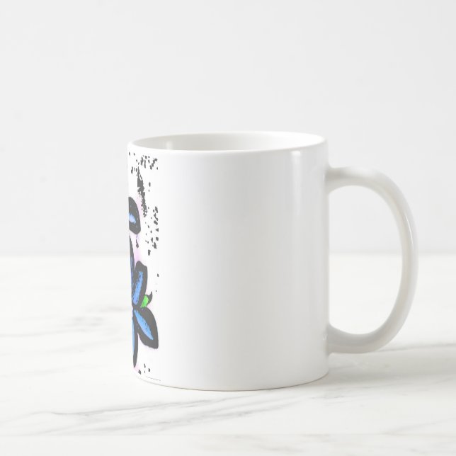 Stora blåttsvartblommor kaffemugg (Höger)