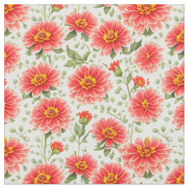 Stora Blommönstret Zinnia Flowers Tyg