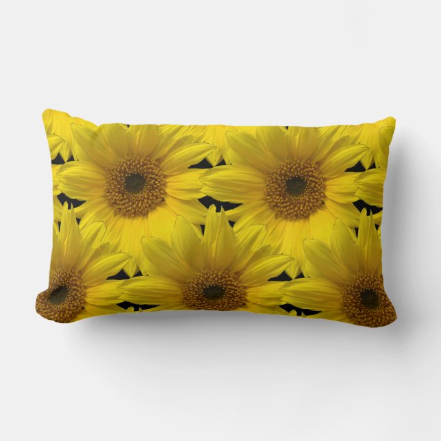 stora blommor med stora daisy av stora gulter lumbarkudde (Framsida)