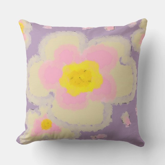 Stora blommor (rosa/lila) kudde (Framsida)