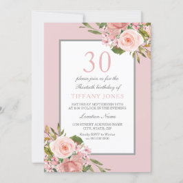 Stora blommor Womans 30års födelsedag Party Inbjud Inbjudningar