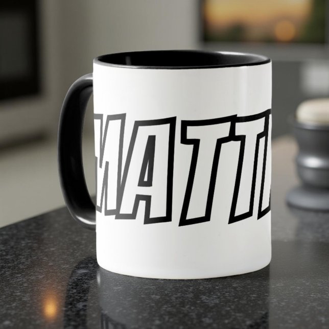 Stora Bokstäver Modern Cool Enkel Namn Mugg (Skapare uppladdad)