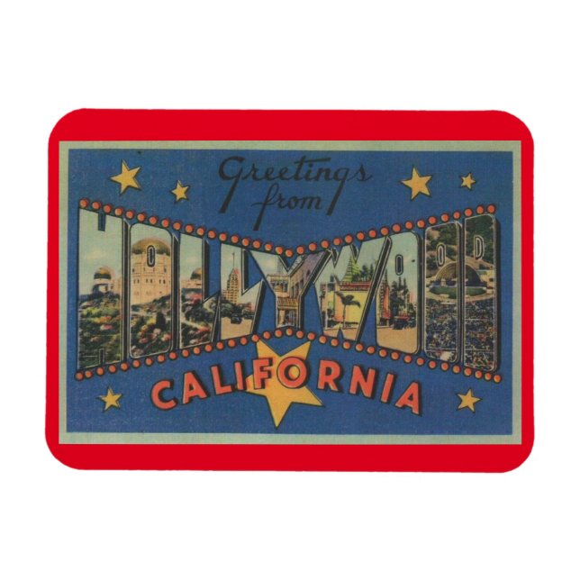 Stora Brev Hälsning Hollywood California Stars Magnet (Horisontell)