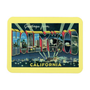 Stora Brev Hälsning Hollywood Kalifornien-Vintagen Magnet