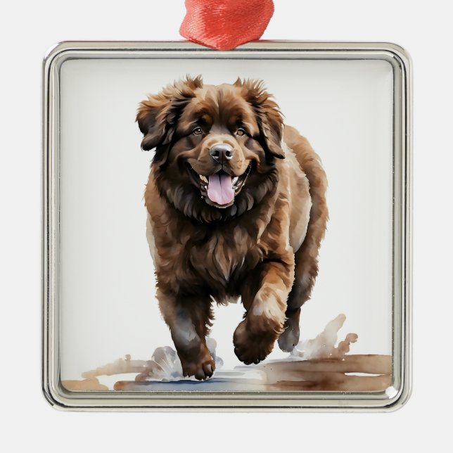STORA BROWN NEWFOUNDLAND HUND JULGRANSPRYDNAD METALL (Framsidan)