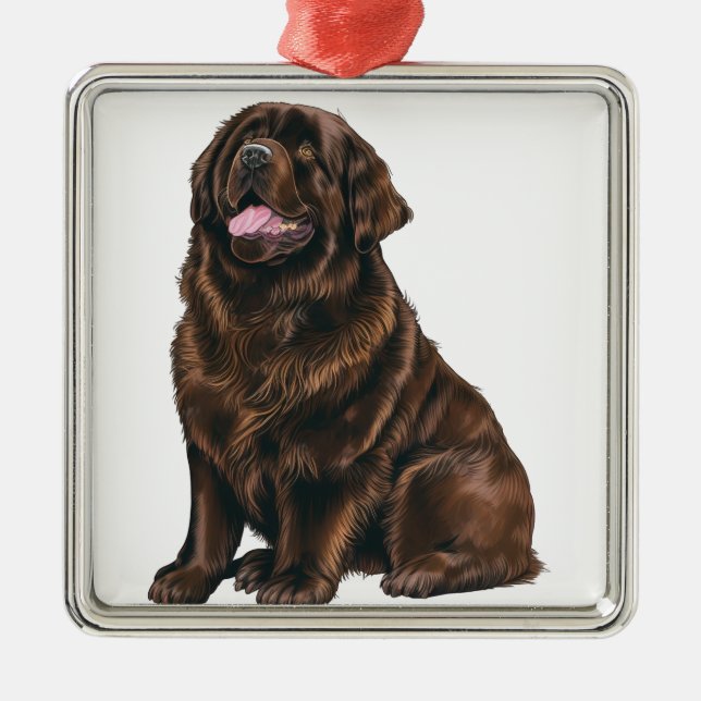 STORA BROWN NEWFOUNDLAND HUND JULGRANSPRYDNAD METALL (Framsidan)