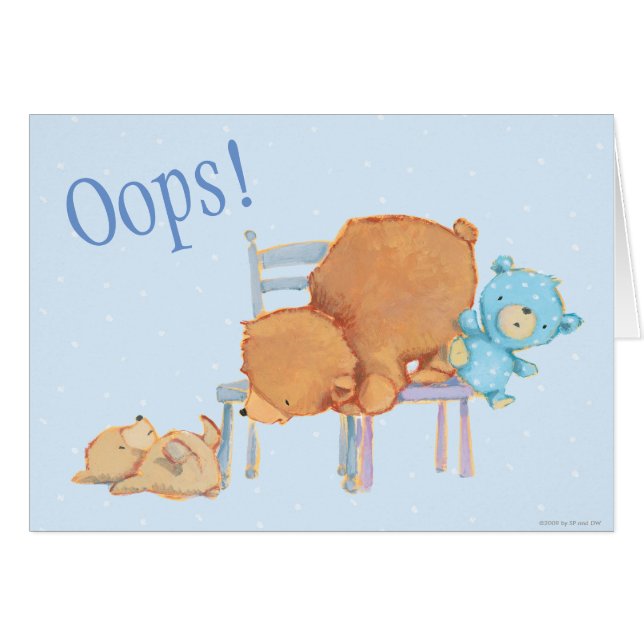 Stora bruna björn, Calico & stolar för Hälsningskort (Framsidan Horizontal)