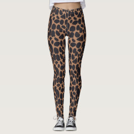 Stora brunfläckar Leopard Skriv ut djurskinn Leggings