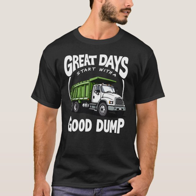 Stora dagar börjar med en bra sopbil t shirt (Framsida)