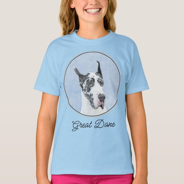 Stora Dansken (Harlequin) Målning - Originalt Hund T Shirt (Framsida)