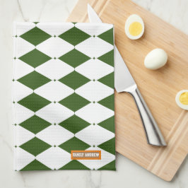 Stora diamanter vita och enkla snyggtar med grönt kökshandduk