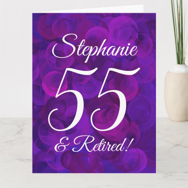 Stora Elegantens Lila 55 Lycklig Pension Kort (Framsida)
