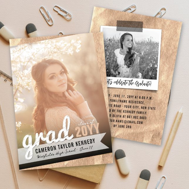 Stora examensklotter Bronsfolie Examenkalas Inbjudningar (Skapare uppladdad)