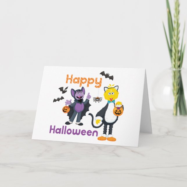 Stora Fågeln och Greven | Gott Halloween Helgkort (Framsida)