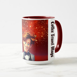 Stora färgstarka stjärnor på Shiny Red Background- Mugg