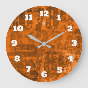 Stora fet nummer på Brownish Orange Grunge Struktu Stor Klocka