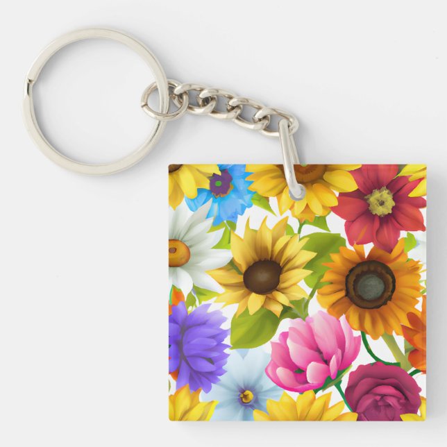 Stora, feta, botaniska färgade blommor (Framsidan)