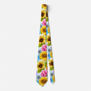 Stora, feta, botaniska färgade blommor slips