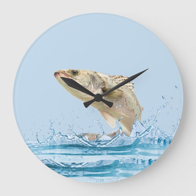stora fiskar som hoppar ut från vatten stor klocka (Framsida)