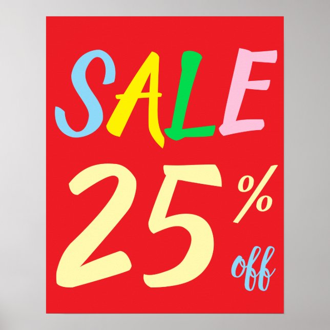 Stora försäljningsskyltar, 25 % Poster av säljbara (Framsidan)