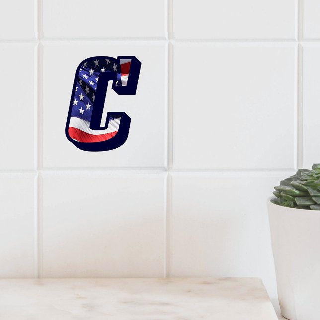 Stora fotokeramiska plattan i American Flagga ’C’ Kakelplatta (Skapare uppladdad)