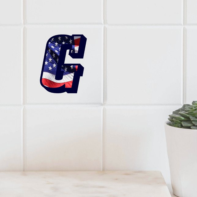 Stora fotokeramiska plattan i American Flagga ’G’ Kakelplatta (American Flag Letter "G" Large Photo Ceramic Tile)