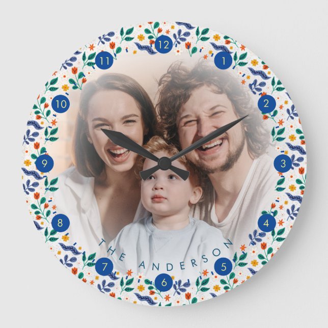 Stora fotokollage i personlig Family Stor Klocka (Framsida)