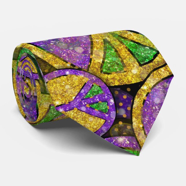 Stora fredssymboler Glitter Fred kärlek Mardi Gras Slips (Rullad)