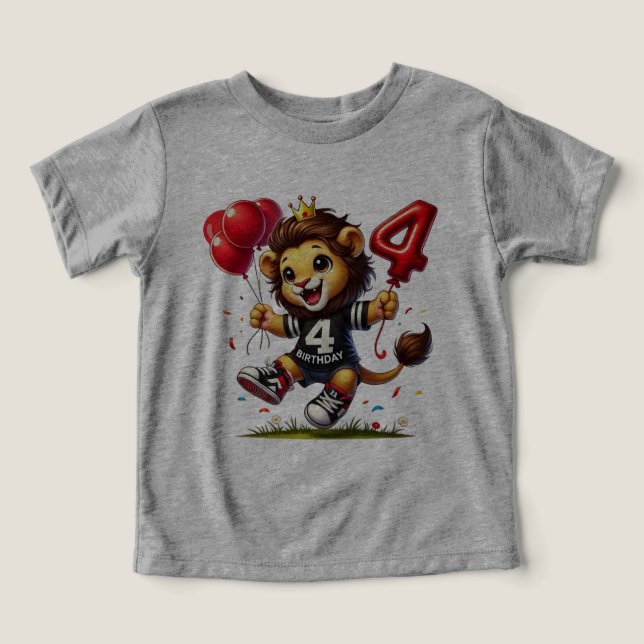 Stora fyra Firande: Lejon med ballonger T Shirt (Design Framsida)