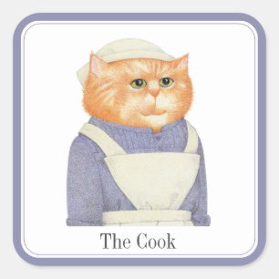 stora fyrkantsmarkörer för COOK-CAT + text Fyrkantigt Klistermärke
