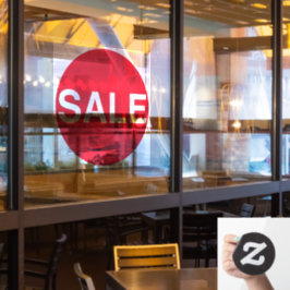 Stora genomskinliga vinylklingar i rött fönster vi