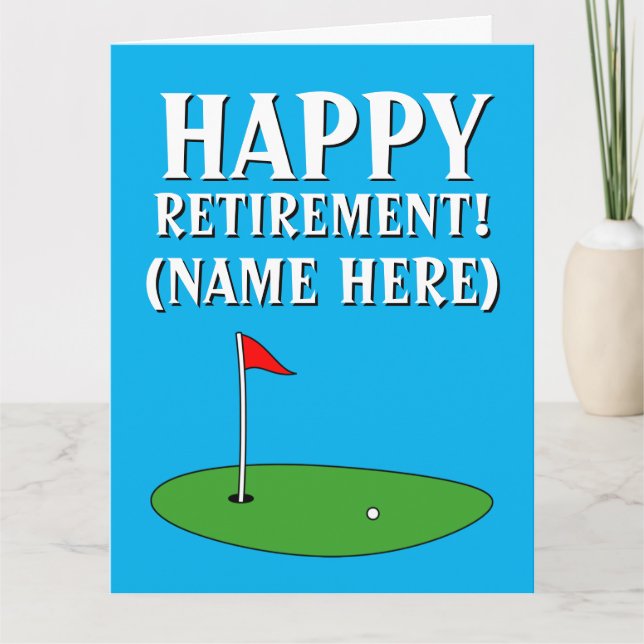 Stora golfhälsningskort i lycklig pension för golf kort (Framsida)