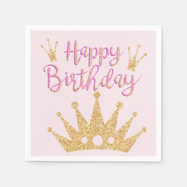 Stora Guld Glitter och Gnistra Krona Pappersservett (Framsidan)